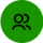 Ein Sprechsymbol durch zwei Menschen auf einem grünen Kreis im Hintergrund